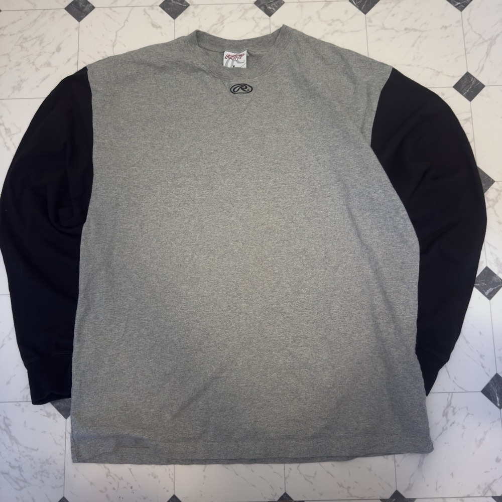 Rawlings Vintage Color Block Long Sleeve Tee Gray Black L Streetwear